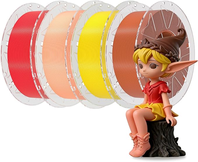 Creality 3D Printer RFID Filament Bundle, Hyper PLA Filament 1.75mm for 3D Printing, Hyper PLA RFID Filament No-Tangling High Precision, 1KG(2.2 lbs) Spool (Brown+Red+Yellow+Pink)