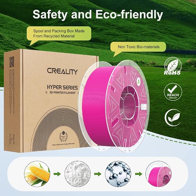 Creality Hyper PLA Filament 1.75mm, RFID 3D Printer Filament for High Speed 30-600mm/s, PLA Filament Support CFS, Fits for K2 Plus Combo and Most 3D Printers 1kg(2.2lbs)/Spool