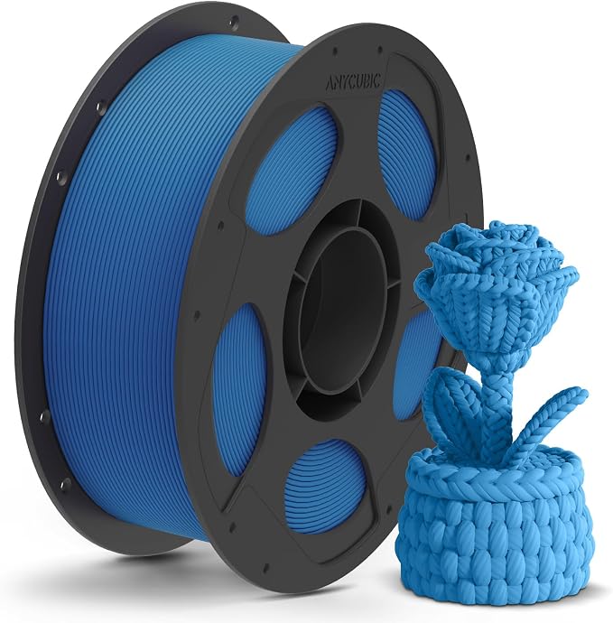 ANYCUBIC Matte PLA Filament 1.75mm, 3D Printing PLA Filament 1.75mm Dimensional Accuracy +/- 0.03mm, 1KG Reusable Spool (2.2 lbs), Matte Blue