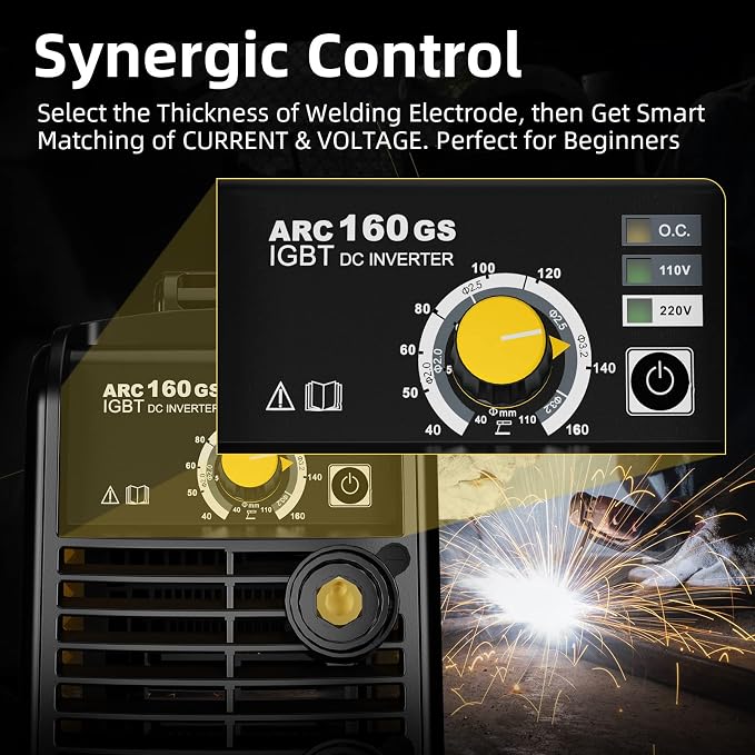 Stick Welder, 110V/220V Actual 160Amp ARC Welder Machine, IGBT Inverter Welding Machines with Hot Start Arc Force Anti-Stick, High Efficiency for 2/32"-1/8" Welding Rod