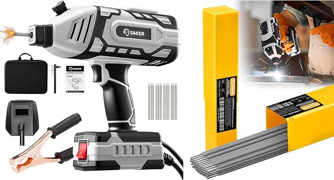 Saker Portable Electric Welding Machine (Grey) - Saker E6013 Welding Rod 3/32'' 2-Pound