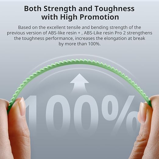 ANYCUBIC 3D Printer Resin, ABS-Like Resin Pro 2 with Enhanced Strength and Toughness, Performance far Superior to ABS-Like Resin, Low Odor, Wide Compatible for All Resin 3D Printer (Clear Green, 1kg)