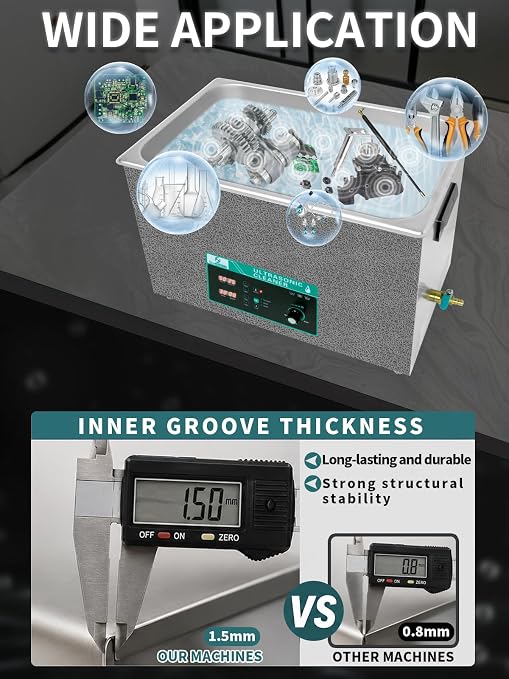 Ultrasonic Cleaner 37.5L, with Adjustable Power Sweep & Degas, 800W Ultrasonic Parts Cleaner for Cleaning Pistols, Metal Engine Parts, Carburetor, Gun Parts, Oil Filter, Bike Chain, Gear