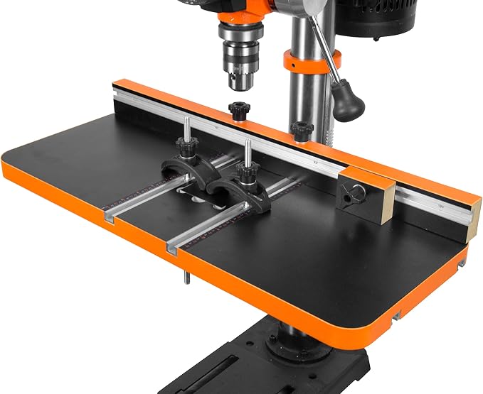 WEN 4208T 2.3-Amp 8-Inch 5-Speed Benchtop Drill Press & DPA2513 24-by-12-Inch Drill Press Table with an Adjustable Fence and Stop Block