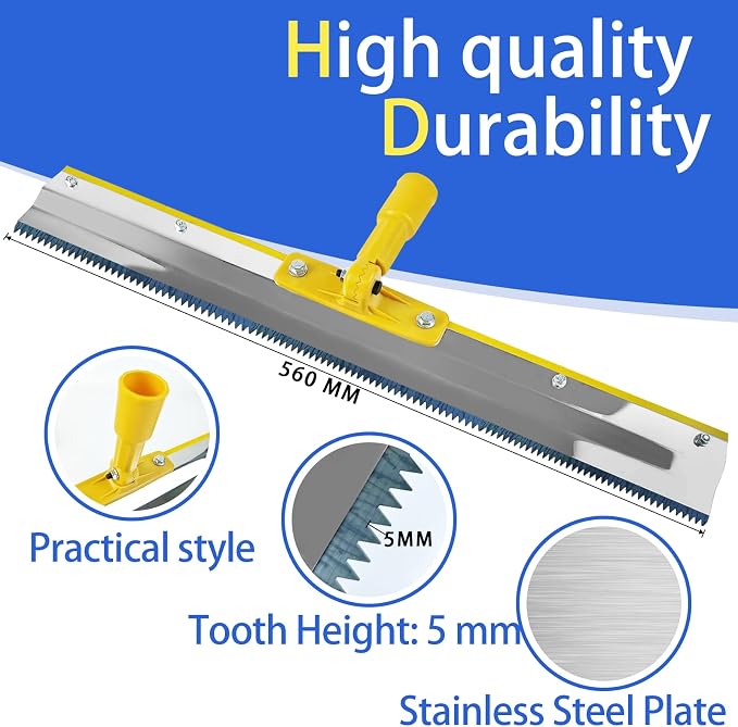 VKE Self Leveling Concrete Tools, Stainless Steel Epoxy Squeegee, Spiked Roller for Self Leveling 63 in Extension Pole, Epoxy Shoes, Epoxy Roller Easy to Clean, Rugged