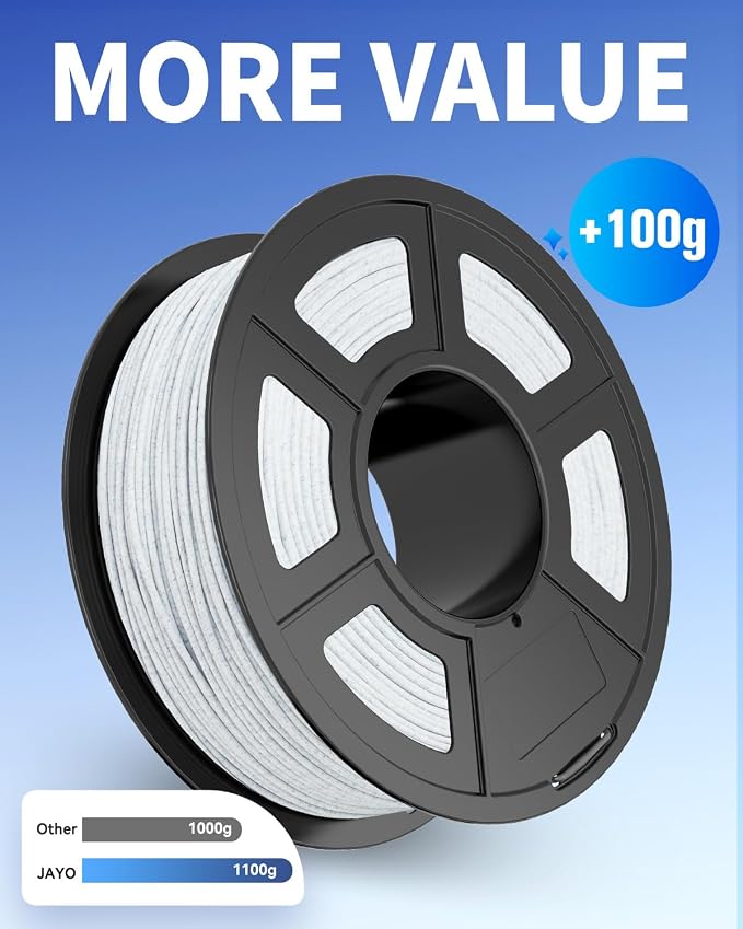 JAYO Marble PLA 3D Printer Filament Rock White 1.75mm, 1.1kg Spool | Realistic Stone Texture, Matte Finish, Smooth Printing, High Speed Printing, Neatly Wound, No Clogging, Fit Most FDM Printer