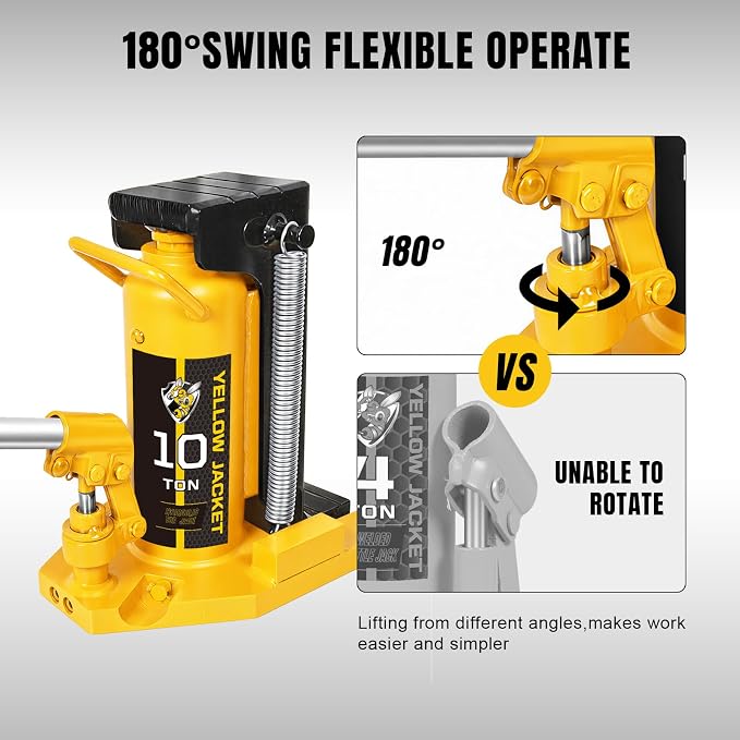 YELLOW JACKET Toe Jack 5 Ton Toe/ 10 Ton Top Capacity Hydraulic Machine Jack Lift,Air Hydraulic Claw Jack for Car Repair,Machinery,Industry Equipment