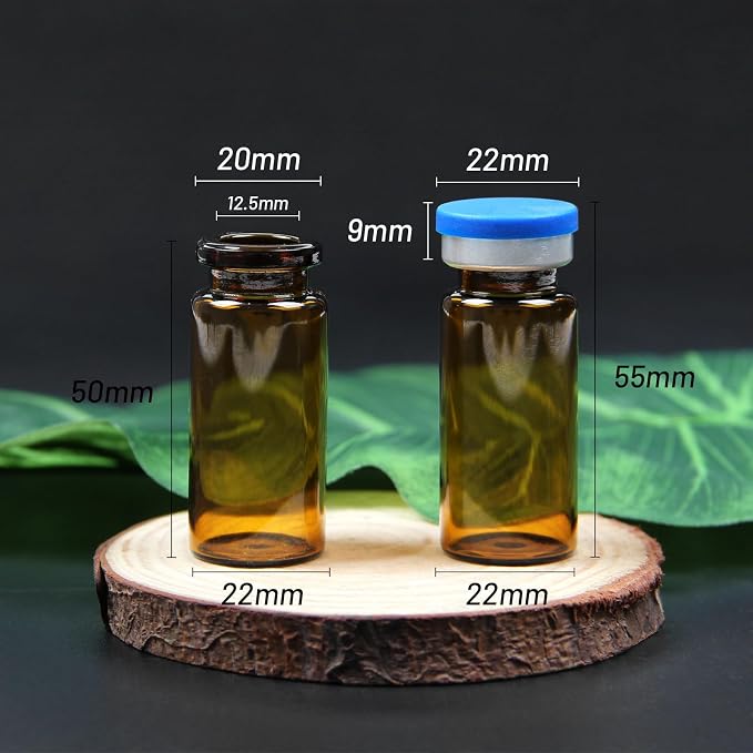 20mm Vial Crimper and 100 Pcs 10ml Amber Flip Top Glass Vials Set, Lab Bottle Sealing Tool, Vial Crimping Tool and 10ml Glass Vials