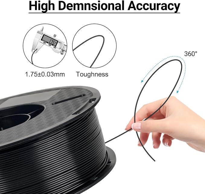 Kingroon ABS 3D Printer Filament 1.75mm - High Strength, Heat Resistant Filament for Functional Prototypes, Mechanical Parts,1kg Spool, Black