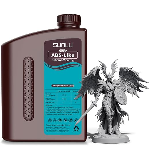 SUNLU Upgraded 2000G ABS Like Resin for 3D Printer, 405nm UV-Curing Resin LCD/DLP/SLA 3D Printers, 3D Printer Resin Fit Most Brand, Grey 2kg