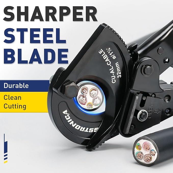 haisstronica Ratchet Cable Cutters,Heavy Duty Wire Cutters for Cutting Electrical Copper & Aluminum Cable Wire Up to 240mm²(500 Kcmil)