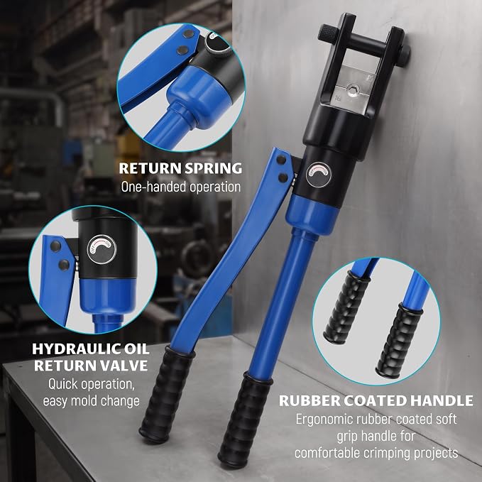 Lichamp 16 Packs Hydraulic Cable Lug Tool Set 6 AWG to 4 0 AWG with Case | Battery cable terminal crimper, durable carrying case, wire lug crimping tool for electrical connectors heavy duty