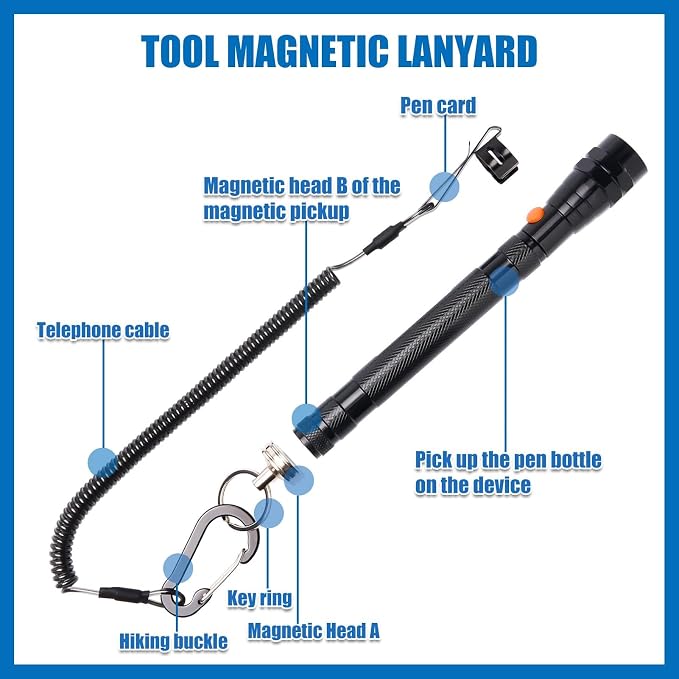 VIBELITE Gifts for Men, Magnetic Flashlight with Tool Magnetic Lanyard, Telescoping Magnet Pickup Tool, Cool Gadgets Fathers Day Dad Gifts, Birthday Gifts for Men, Dad, Husband, Women, Dad Gifts