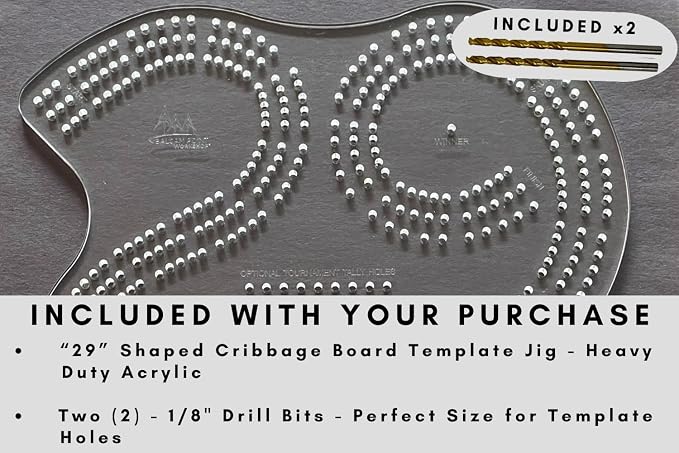 29 Design Cribbage Board Template 3-Track Heavy Duty Acrylic Jig with Drill Bits Router Guide Woodworking Project Kit Card Game DIY
