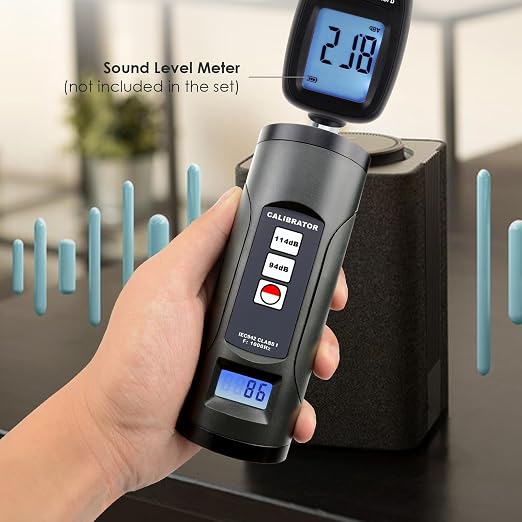 Sound Level Calibrator, Sound Decibel Calibrator, Digital Sound Meter Calibrator 94dB & 114dB for 1 inch and 1/2 inch Microphone Check with LCD Display