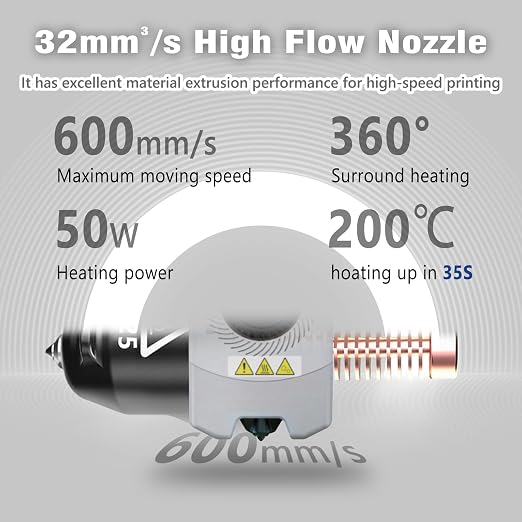 Original 3D Printer Nozzle for FLASHFORGE Adventurer 5M Hotend,3S Quick Detachable Nozzle,Up to 280℃ High Temp 32mm³/s High Flow Nozzle,Adventurer 5M Pro Nozzle（0.25mm,0.4mm,0.6mm)