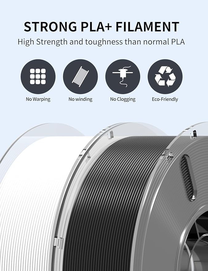 RAMBERY Black PLA Plus 3D Printer Filament 1.75mm 1kg | PLA+ Toughness Upgraded, Neatly Wound, Fit Most FDM Printers
