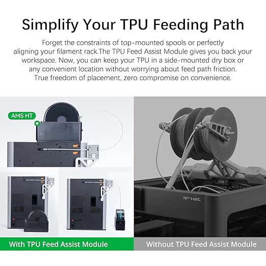 Original Bamboo TPU Feed Assist Module for X2D P2S H2D H2C H2S X1 X1C P1P P1S Official Flexible Filament Assist Kit with Closed Loop Control for 85A to 95A HF TPU,for Bambu Lab Upgraded Accessories