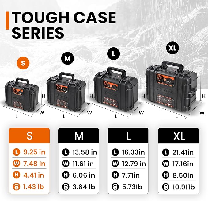 Tactix Hard Case S Waterproof Camera Protective Case IP65 Heavy-Duty with Custom Foam Insert, Fit Use of Drones, Camera, Equipments, Tools, 9.25"x7.48"x4.4" Black