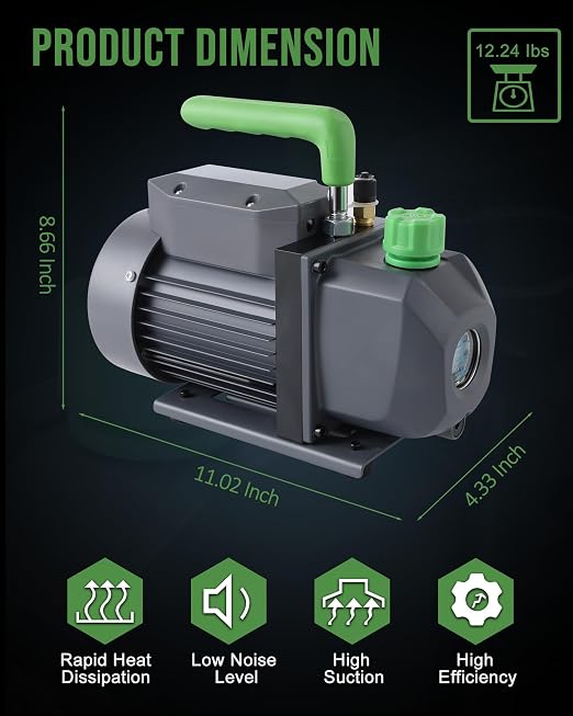 Lichamp HVAC R410A Manifold Gauge Set AC R134A, Freon R22 R32 410A 134A Diagnostic Manifold Gauge and 1/4 HP 3.5 CFM Vacuum Pump, HVAC Single Stage Vacuum Pump for R134a R410a R22 R12