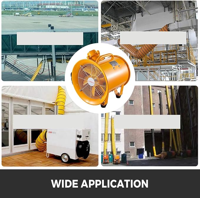 VEVOR Explosion Proof Fan 10 Inch, 350W, Industrial Portable Ventilator Blower/Exhaust with 9.8ft Light Cord -No Plug