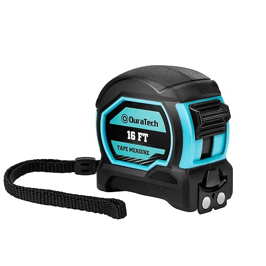 DURATECH Magnetic Tape Measure 16FT with Fractions 1/8, Retractable Measuring Tape, Easy to Read Both Side Measurement Tape, Magnetic Hook and Shock Absorbent Case for Construction, Carpenter
