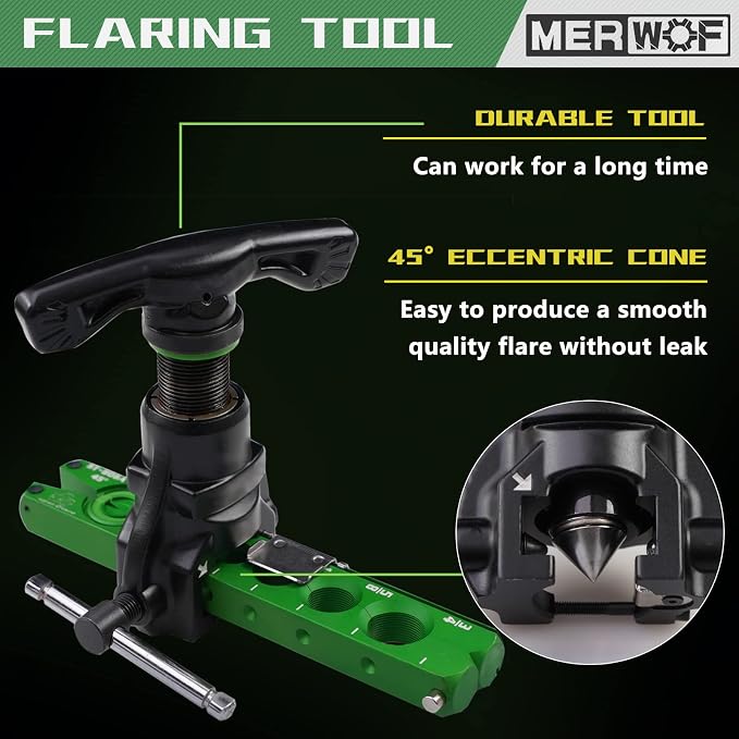 Flaring Tool for 1/4'' - 3/4'', 45 Degree Eccentric Cone Type Flaring Kit for Copper Aluminum Pipe