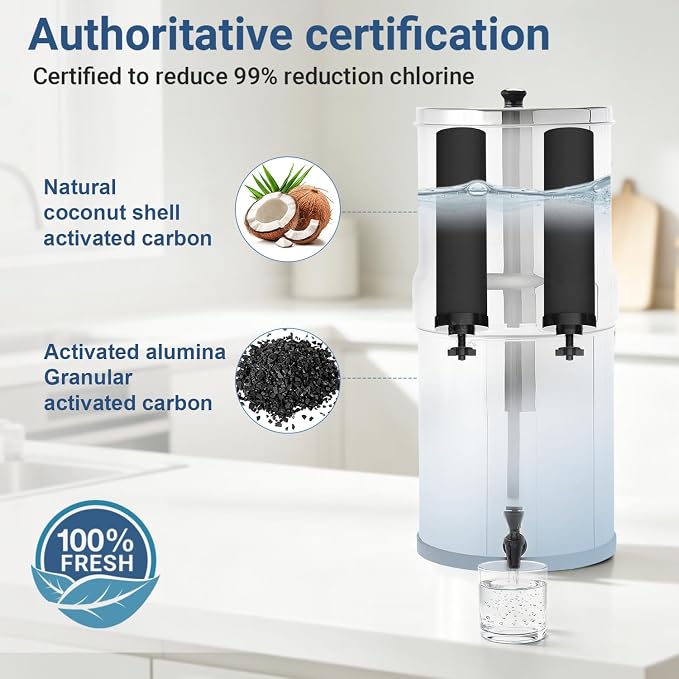 Gravity Water Filters for Berkey Replacement,NSF 42 Certified,Compatible with Berkey Gravity Filtration System,Combo Pack of 2 (2 Black Purification)
