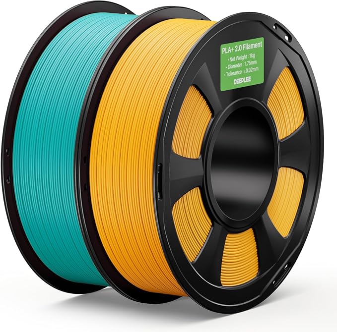 PLA+ 2.0 Filament 1.75mm, 3D Printer Filament, High Speed PLA+ Filament for Most FDM 3D Printer, Sunflower Yellow & Turquoise 2kg