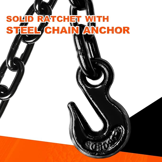 Car Tie Down Straps for Trailers, 4 Pack, 2" x12' Tire Ratchet Straps w/Chain Anchor, 13,200lb Break Strength, Lasso Wheel Straps for Hauling UTV,SUV,Truck