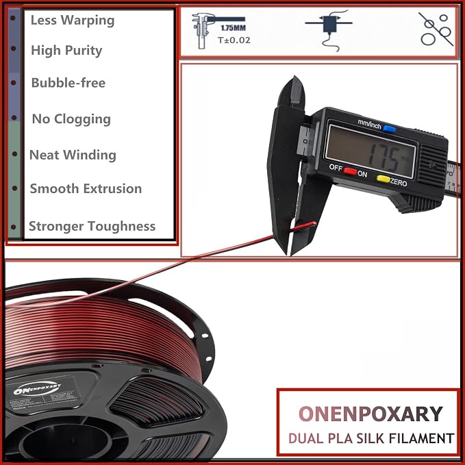 4KG Dual Color Silk Filament, Silk PLA 3D Printer Filament 1.75mm, 1KG Spool(2.2 lbs), 4 Pack, PLA Silk Dual Color,Shiny WhiteRose+RedBlack+RedSilver+ RoseBlack