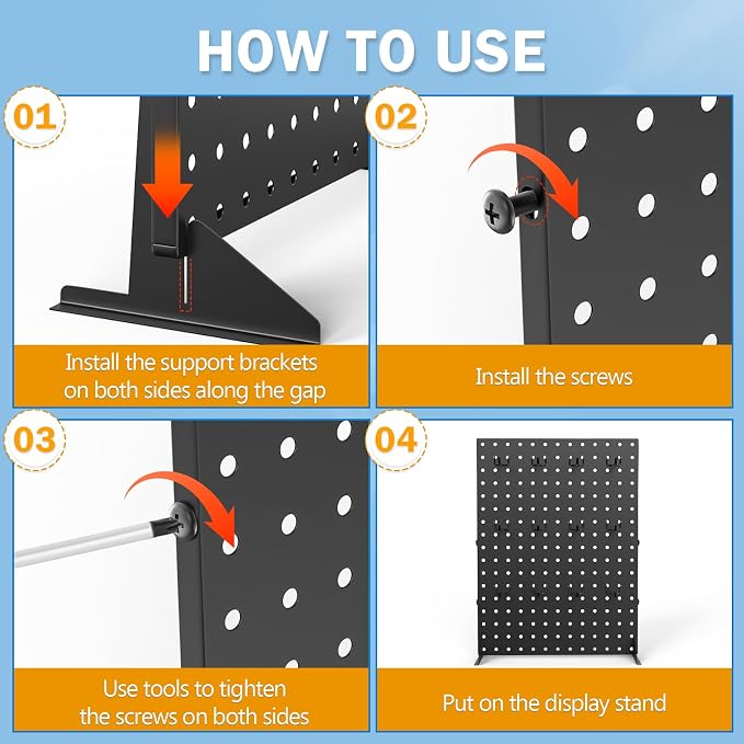 Peg Board Display Stand for Vendors, 2Pcs Black Pegboard Display Stand with 24 Hooks, Free Standing Pegboard Display, Tabletop Hanging Display Stand for Craft Shows, Keychain, Jewelry(16*12 inch)