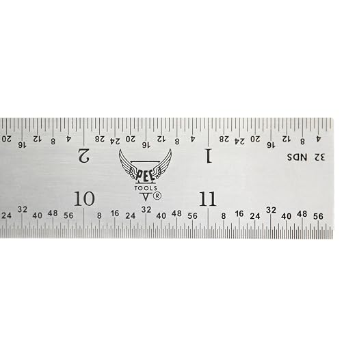 PEC Tools 12" Rigid Metal Ruler, Made from Premium Stainless Steel, 4R Graduation (1/8", 1/16", 1/32", 1/64"), Fully Hardened and Tempered Machinst Rule, Made in USA
