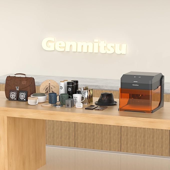 Genmitsu Kiosk 2.5W 2500mW Laser Engraver, Lightweight Portable Laser Engraver Machine Cutter with Acrylic Enclosure for DIY Wood Leather, 3.9'' x 3.9'' Engraving Area, Safety Class 1