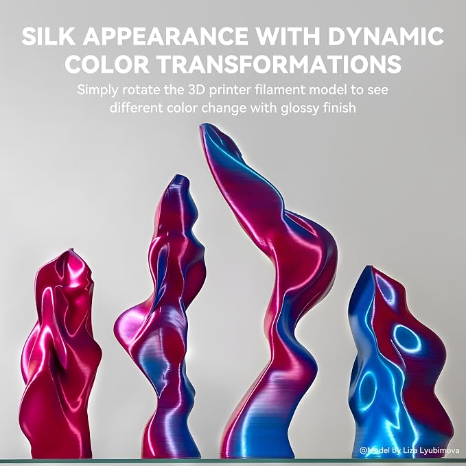 JAYO Silk Dual & Tri-Color PLA Filament 1.75mm Bundle, Multi-Color Shiny 3D Printer Filament Set, Smooth Glossy Finish, Easy to Print, No Clog, 250g Spool, 8 Rolls, 2kg in Total