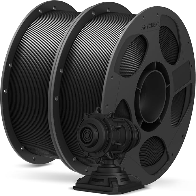 ANYCUBIC PLA Plus (PLA+), 3D Printer Filament 1.75mm Bundle, High Toughness, Dimensional Accuracy +/- 0.02mm, Print with Most FDM 3D Printers, 1KG Reusable Spool, 2kg, Black + Black