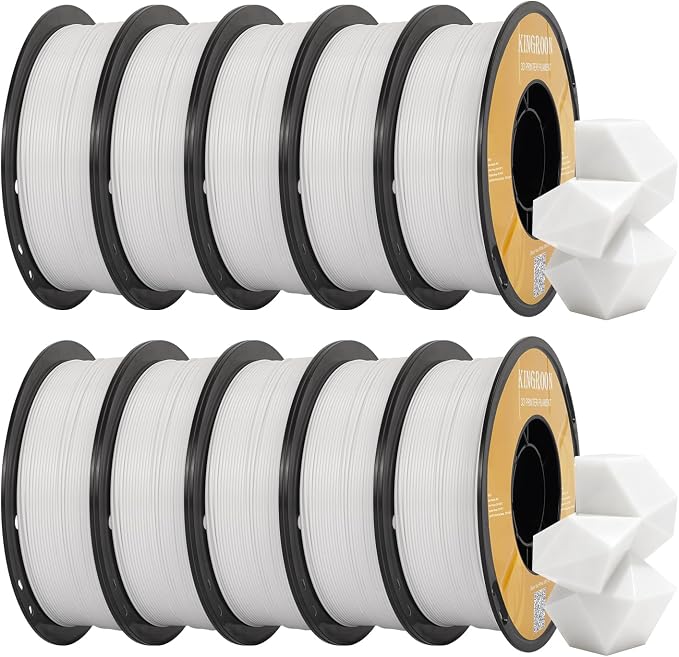 Kingroon High Speed PETG Bundle 3D Printer Filament 1.75mm, 3D Printer Rapid Filament for 30-600mm/s Hyper Printing Filament, Dimensional Accuracy +/- 0.03 mm, 10 kg Plastic Spool (22lbs（White）