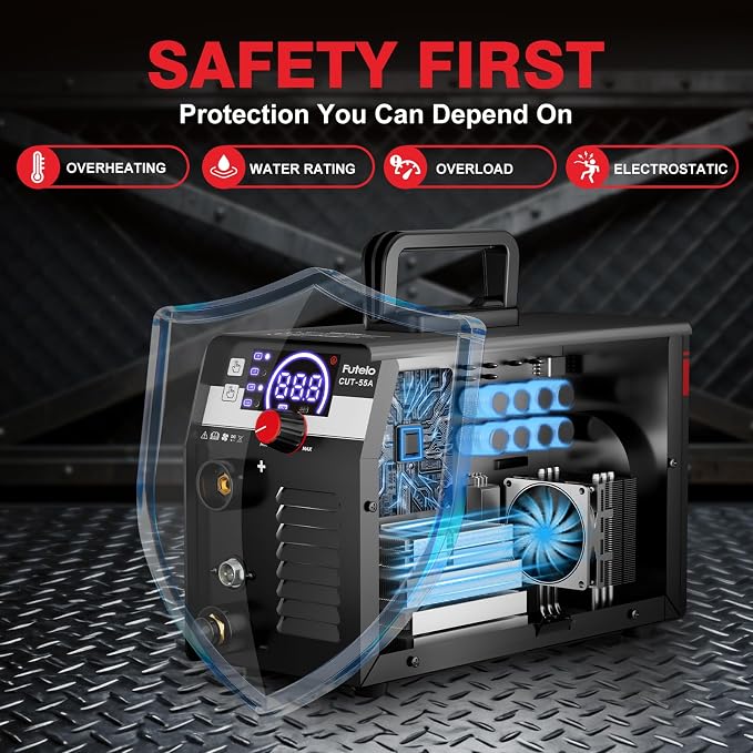 Plasma Cutter 55A, 110V/220V Plasma Cutter Machine with Large LED Display, Contact Arc Start, IGBT Inverter, 1/2” Clean Cut, 2T/4T, Portable Plasma Cutting Equipment for DIY & Workshop