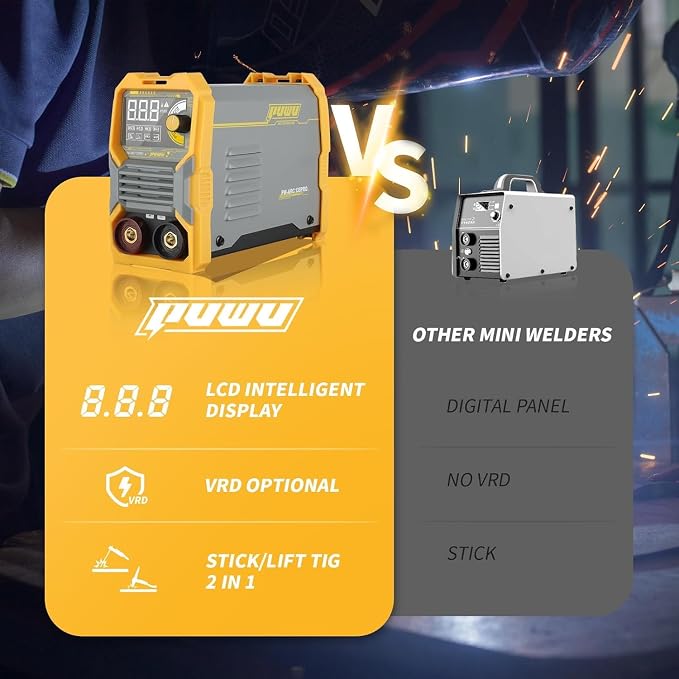 110V 135A Stick Welder Lift Tig Welder Digital Welding Machine with Overheat Protection,Electrode, Digital Screen, Quick Connector with Hot Start - MINI MMA Arc Welder(YELLOW)