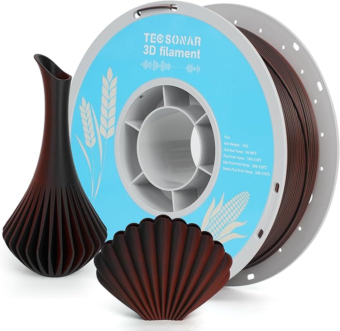 TECSONAR Matte Dual Color PLA 3D Printer Filament 1.75mm,1kg Spool (2.2lbs), Dimensional Accuracy +/- 0.02 mm Matte Black Red