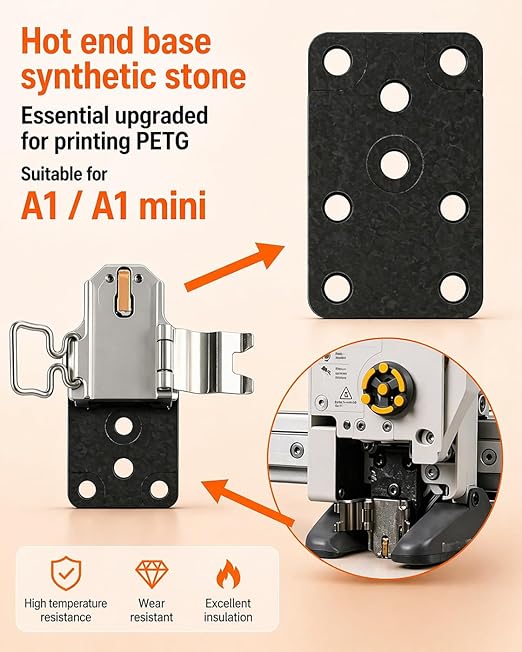 Genuine Bamboo lab Upgraded Hotend Heating Assembly for Bambu Lab A1 & A1 Mini,2 Pack Replacement Hot End Kit with Heating Block for 3D Printer