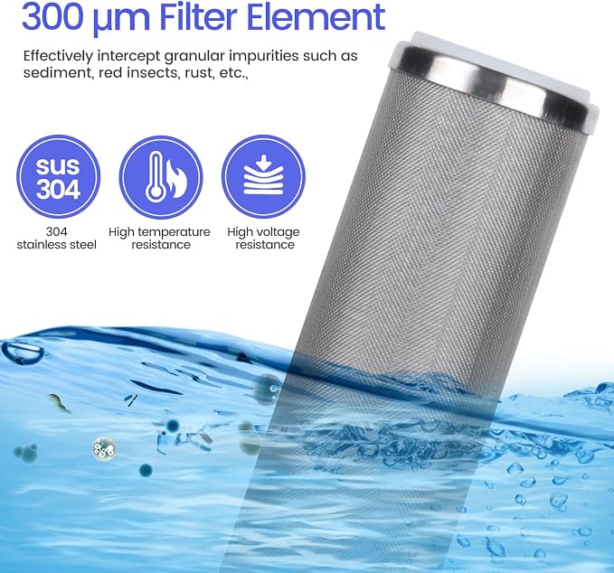 Stainless Steel Cleanable Wire Mesh Filter Cartridge 10”Length,2.5"OD(300 Micron)
