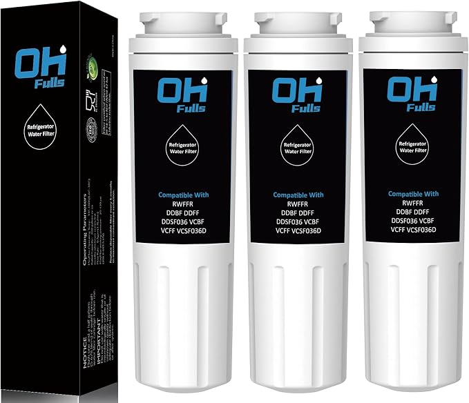 RWFFR Water Filter Replacement Cartridge, Compatible with Viking RWFFR, DDBF, DDFF, DDSF036, RDDFF236, RDFN536DSS, RDDFF236SS01, RDDFF236SS02, RDDFF236SS03, VCBF, VCFF, 3-Pack in White
