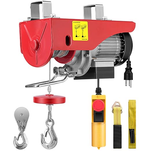 VIVOHOME Electric Hoist, 110V 440 Lbs Winch with Remote Control, Zinc-Plated Steel Wire Hoist for Garage, Warehouses, Factories 38ft Lifting Height with Emergency Stop Switch ETL Listed