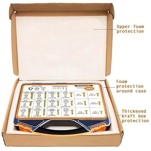 560PCS Grade 8 Nuts and Bolts Assortment Kit with Handy Box, 1/4-20, 5/16-18, 3/8-16, 1/2-13 High Quality SAE Bolt Assortment Kit, Heady Duty Grade 8 Alloy Steel with Yellow Zinc Plated
