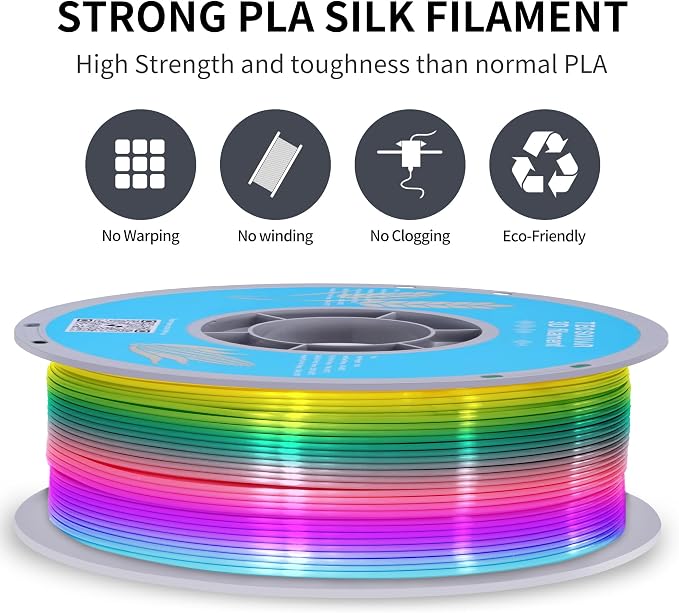 Silk Rainbow PLA 3D Printer Filament, 1KG Spool(2.2lbs) 1.75mm PLA Fast Color Change 3D Printing Material, Multicolor PLA,Gradient Filament for Most FDM 3D Printers,Fairy Tale Color