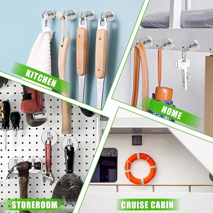 MIKEDE Magnetic Hooks 170lbs Strong Magnets Hook 18 Pack | Heavy Duty Extra Strong Cruise Hook for Hanging Industrial Metal Refrigerator Hooks for Cruise Cabins Fridge Kitchen Grill