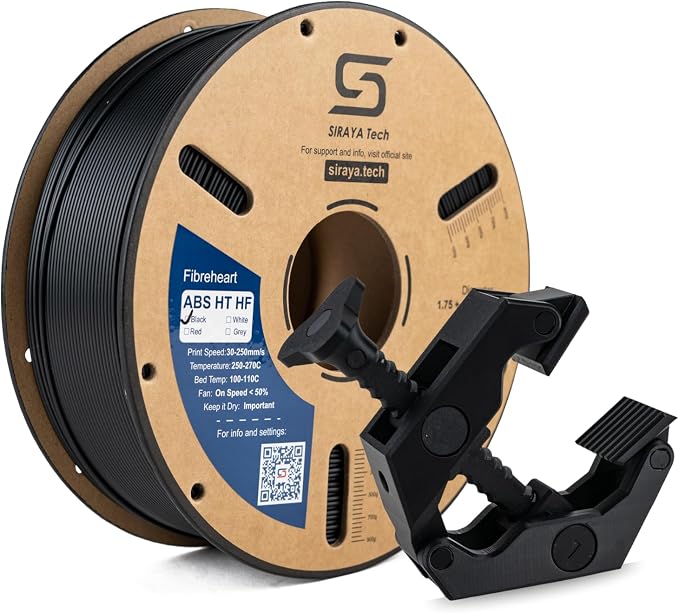 Siraya Tech Fibreheart ABS HT HF 3D Printer Filament – Premium Engineering-Grade ABS with 101°C Heat Resistance, High Flow for High-Speed Printing, Low Odor, for Functional Parts (1kg, Black)