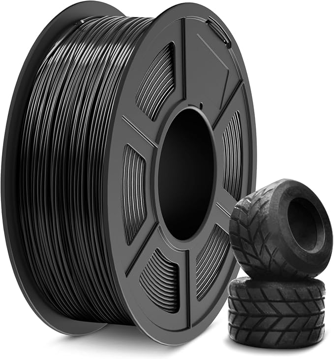 SUNLU TPU 3D Printer Filament 1.75mm, High Speed 95A TPU Filament, Flexible 3D Filament for Fast Printing, Dimensional Accuracy +/- 0.03mm, (1kg Black,95a TPU)