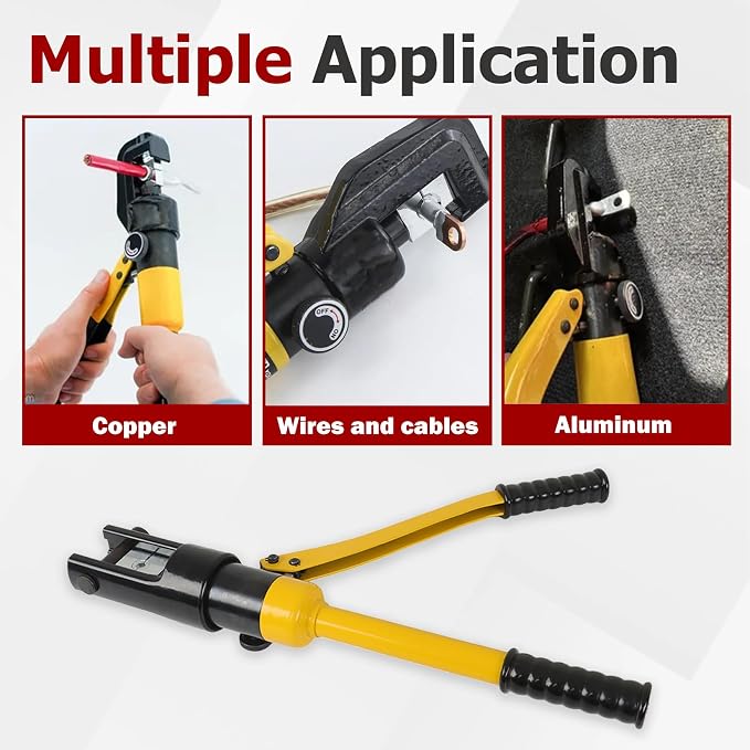 findmall 16 Ton Hydraulic Cable Lug Crimper, 6 AWG to 600 Industrial Hydraulic Crimping Tool, Electrical Terminal Cable Wire Tool with 11 Dies (16, 25, 35, 50, 70, 95, 120, 150, 185, 240, 300)